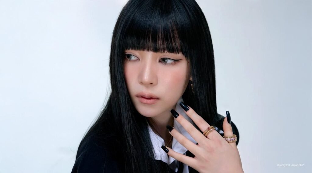 MEOVV’s Narin poses in Harper’s BAZAAR Korea x FOPE 2026 pictorial, embodying elegance and strength in gold jewelry.