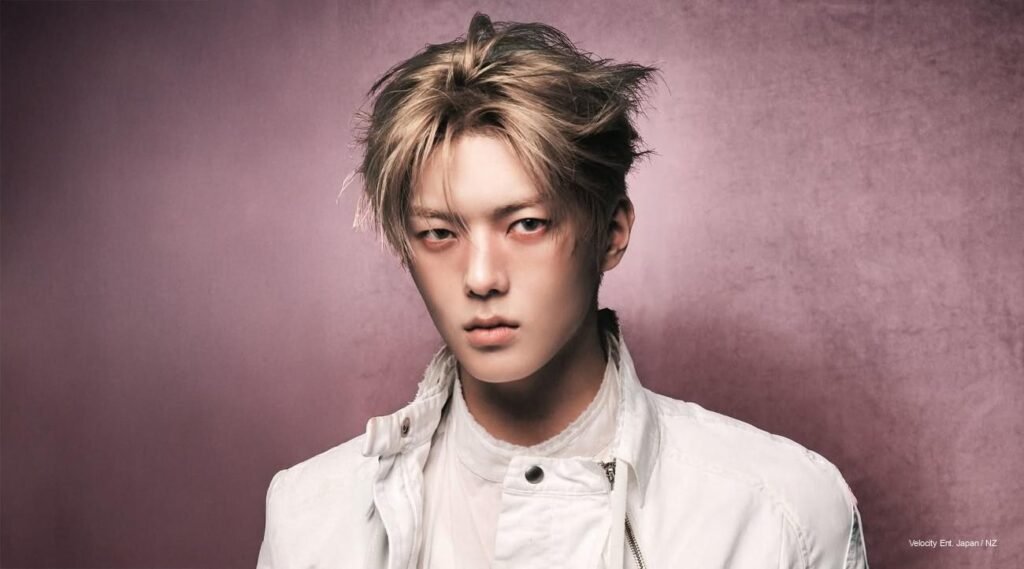 WHIB ROCK THE NATION album cover with Curse version, seven members in dystopian rock style – K-pop comeback 2026.