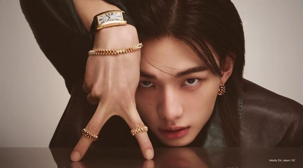 Hyunjin for ELLE Korea x Cartier – April 2026 Cover Story Hyunjin from Stray Kids poses for ELLE Korea April 2026 cover in Cartier jewelry, blending modern K-pop fashion and fine elegance.