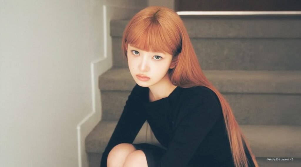 IVE Rei in Miseki Seoul SS26 pictorial, embodying monotoone asymmetry and Japanese-inspired chic.