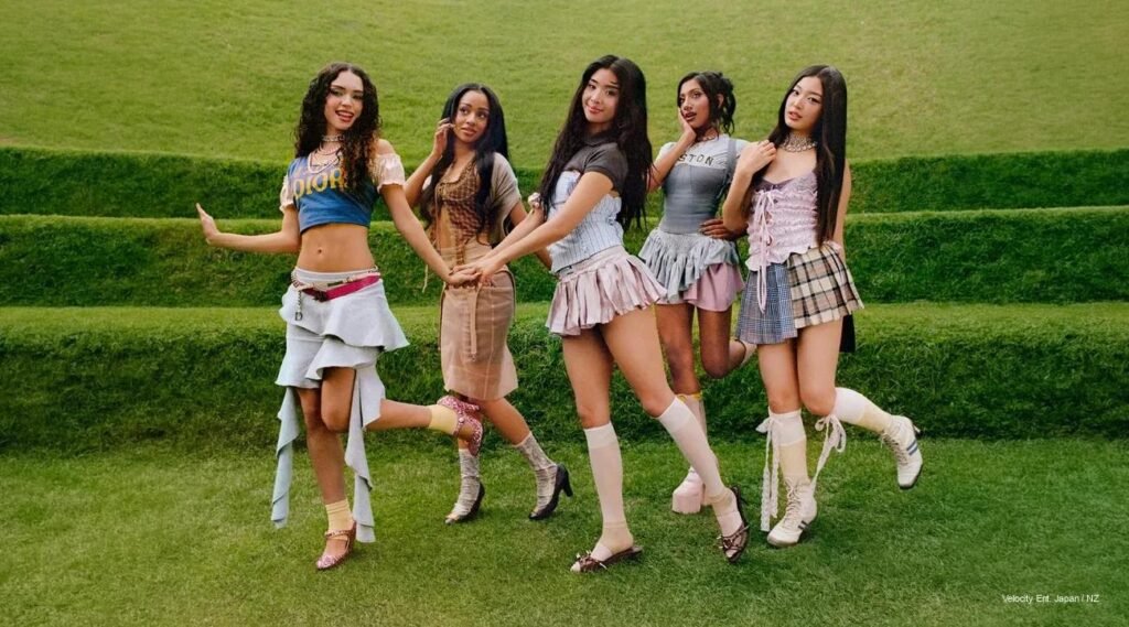 KATSEYE group on Glamour Mexico March 2026 cover, fierce fashion poses embodying K-pop global icons.