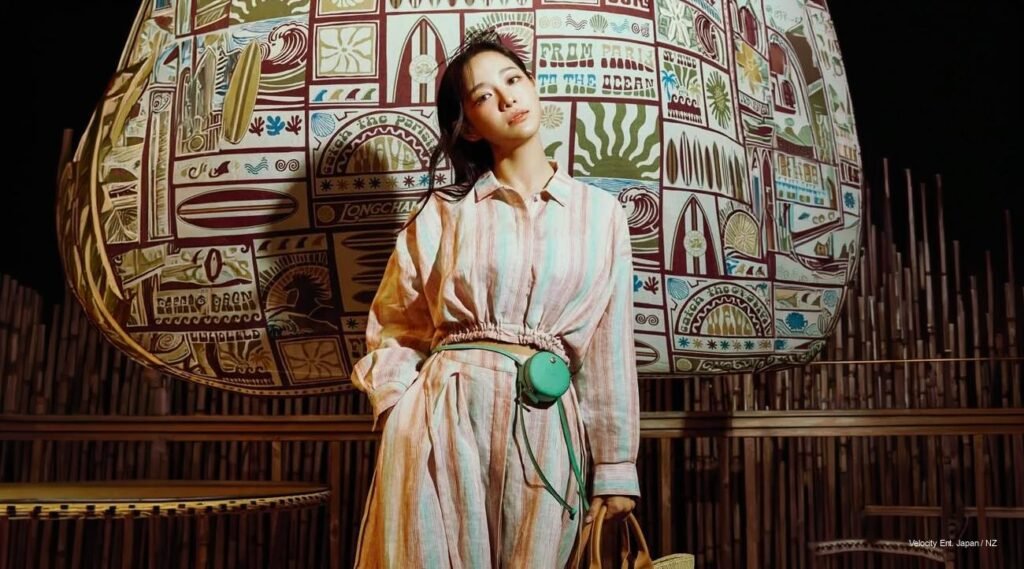 Kim Sejeong in Harper’s BAZAAR Korea 2026 Spring Edition, wearing Longchamp, captured in soft natural light.