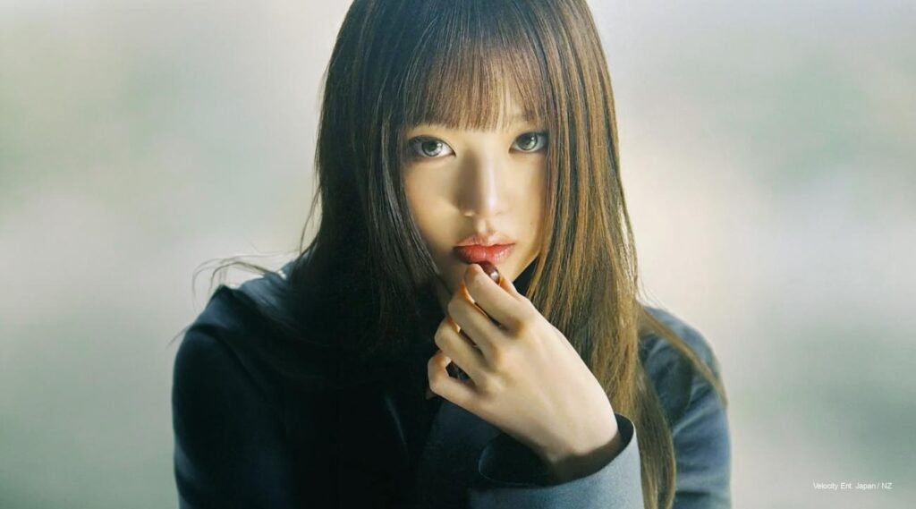 IVE Wonyoung Marie Claire Korea April 2026 Miu Miu cover, blue dress ethereal pose K-pop fashion icon.