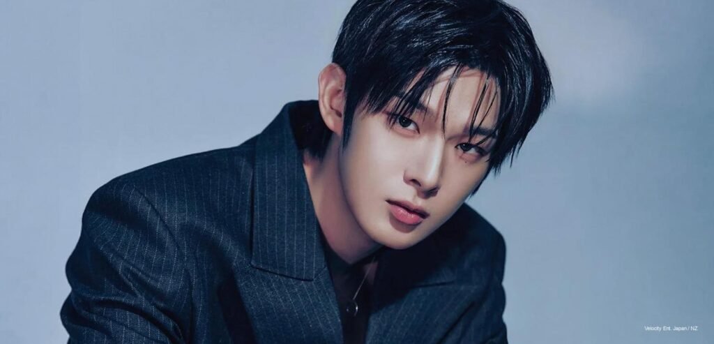AHOF nine-member K-pop group on the cover of Rolling Stone Korea May 2026 digital issue, styled in sharp editorial looks for the 18th issue pictorial.