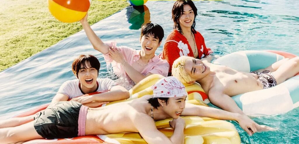NCT 127 DAZED Korea July 2026 — Our Paradise Cover Story NCT 127 in white linen on a Bali beach for DAZED Korea's Our Paradise cover story, July 2026