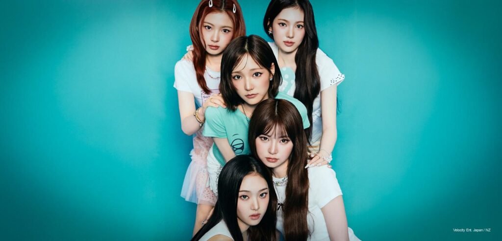 KiiiKiii posed in a turquoise studio portrait for Numéro Tokyo’s September 2026 pictorial preview.