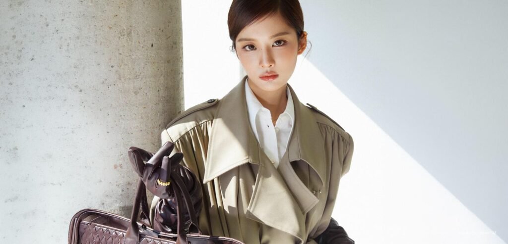 NMIXX Sullyoon WWD Korea | Kpoppie NMIXX's Sullyoon posing in architectural leather tailoring with a COURONNE luxury leather bag for the WWD Korea November 2026 digital cover shoot.